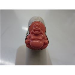 .925 Silver carved coral Buddha ring