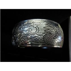 Dragon & Koi fish engraved bangle