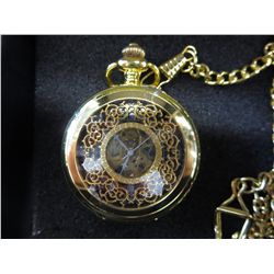 New - working mechanical skeleton pocket watch