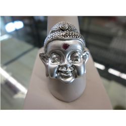 Genuine ruby stud Buddha ring.