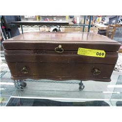 Old wooden box filled with misc. Items/Jewelry