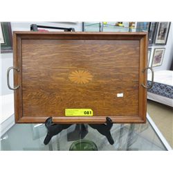 Vintage handled wood tray w/ inlay