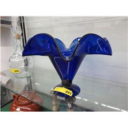 Cobalt blue glass centerpiece