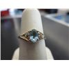 Image 1 : 14KT yellow gold Diamond & blue topaz ring