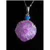 Image 1 : Pink Slice Quartz & Blue Jelly opal pendant