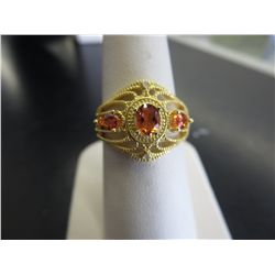 Orange Topaz & Diamond ring