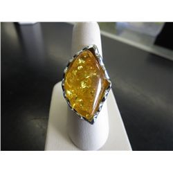 Golden Reconstituted Amber Ring