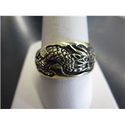Mans solid bronze ring. Dragon design.