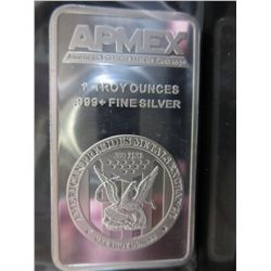 Silver bar, 1 Troy oz. of 0.999 silver