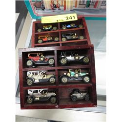 2 Mini display boxes containing toy cars