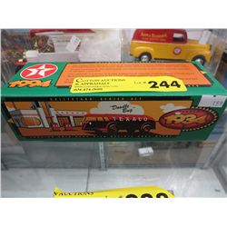 Die cast metal locking coin bank - Texaco 1934