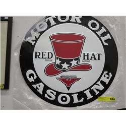 23" dia round tin Red Hot Motor Oil sign