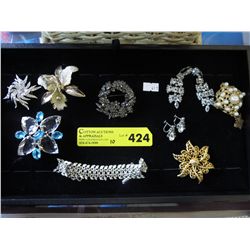 Collection of rhinestone & costume jewelry