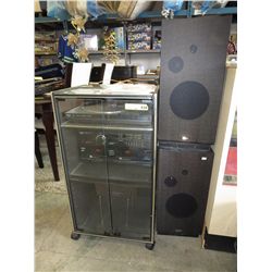 Akai stereo component system & cabinet