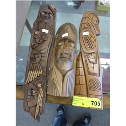 3 First Nations carvings