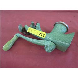 Vintage green enameled meat grinder