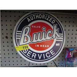 Tin Buick advertising sign. 12" dia.