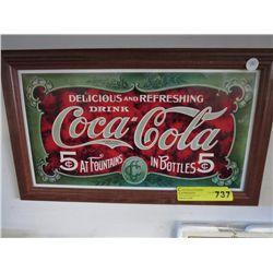 Framed Coca-Cola tin sign