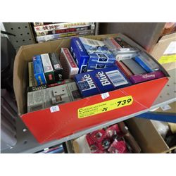 Open packs of playing cards