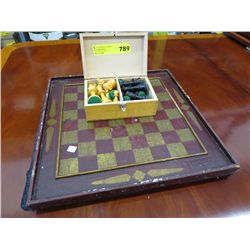 Chess board with wood pieces