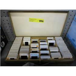 Vintage metal slide sorter box & contents