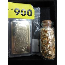 Gold clad art bar & vial of gold leaf