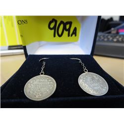 Pair of silver earrings made of Old CDN Nickels