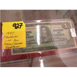 1937 CDN $1 bill Coyne/Towers