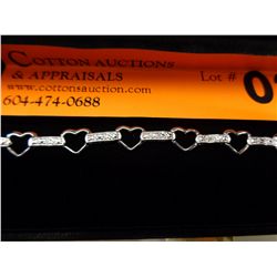 Ladies heart link diamond bracelet