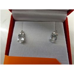 Brand new white topaz & diamond stud earrings