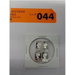 4 x .999 silver "Queen Elizabeth" motif bars