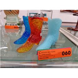 3 Fenton glass boots
