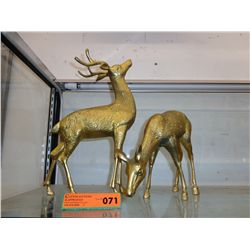 2 Metal deer figurines - painted gold