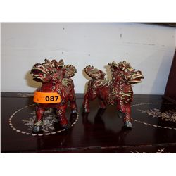 2 Glazed Chinese Dragon statues