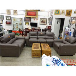 NEW - Leather 3 pcs living room suite