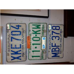 5 BC license plates - 1978-1985