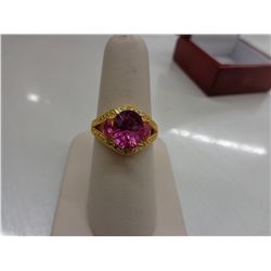 Gold clad sterling silver Diamond & Fancy Pink Quartz