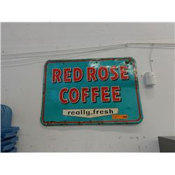 Vintage metal Red Rose Coffee sign