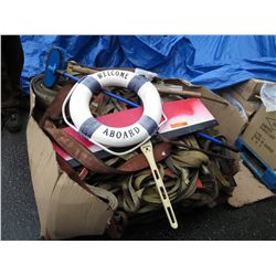 Skid of tie down straps, etc.