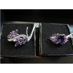 2 Purple crystal dinner rings