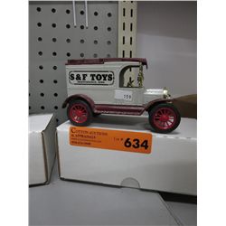 Ertl Die-cast bank - S&F Toys, white