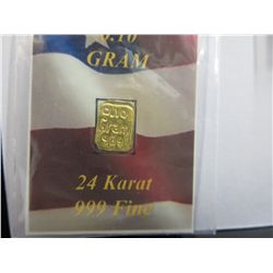 2 x US Mint .999 gold investor bars 0.10 gram each