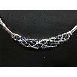Blue & white diamond frontal twist necklace
