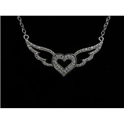 Diamond studded wing heart necklace