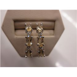 Brand new citrine & diamond 1/2 hoop earrings