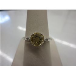 Diamond & citrine solitaire ring