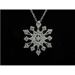 New sterling silver diamond snowflake necklace