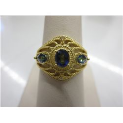 3 Stone mystic topaz & diamond ring