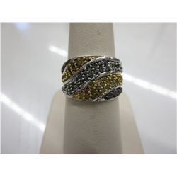 1.50 CT yellow & blue diamond cluster ring