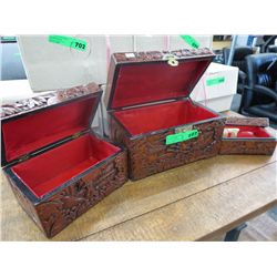 3 New camphor wood carved boxes